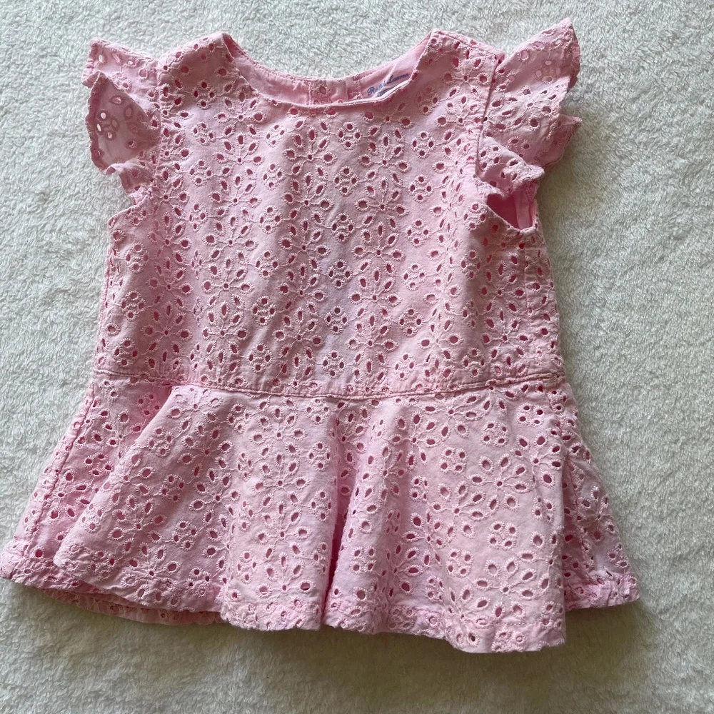 NWOT Ralph Lauren Pink Eyelet Ruffle Top 12 Month